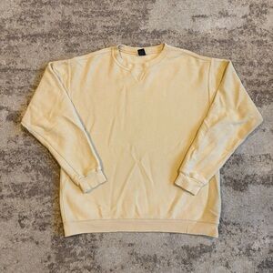 Vintage 90s Lands End Cream Heavyweight Waffle Knit Crewneck Made In USA